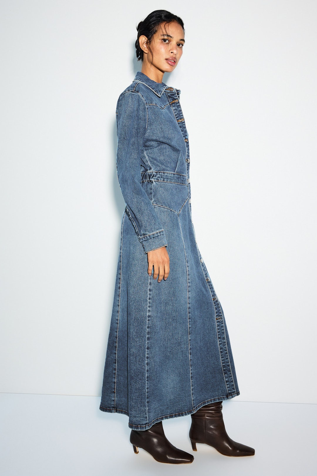 Denim Long Sleeve Midi Dress by Gestuz 1