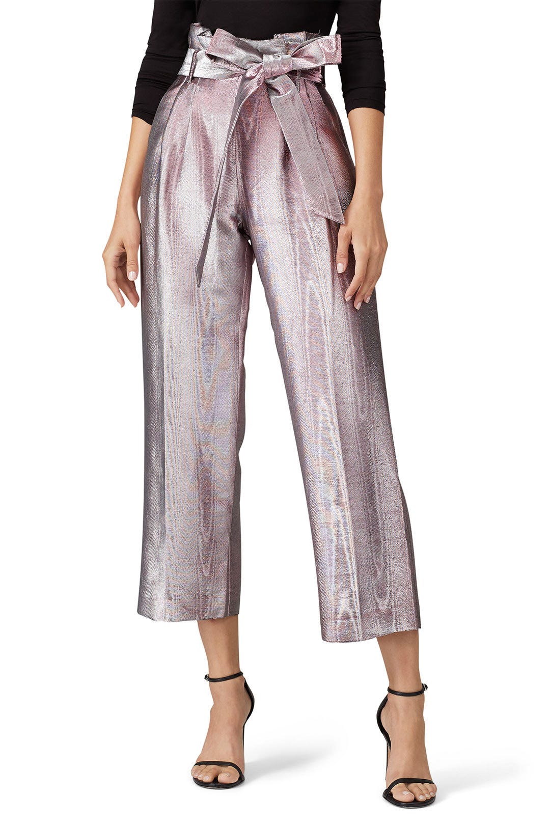 Pink Metallic Wide Leg Pants by Badgley Mischka 1
