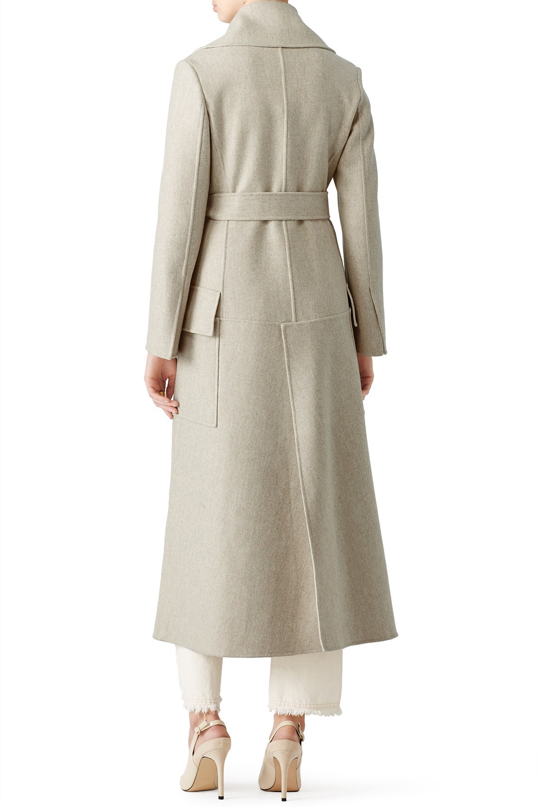 Beige Shawl Collar Coat by DEREK LAM 2