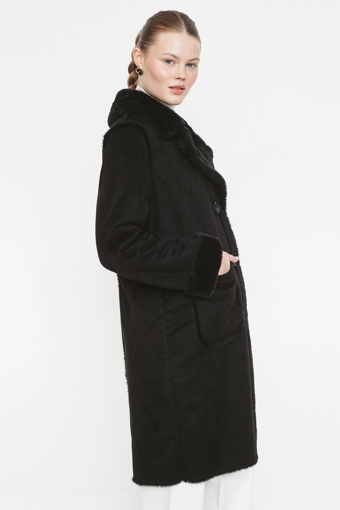 Shearling Duffle Toggle Coat by NVLT 1