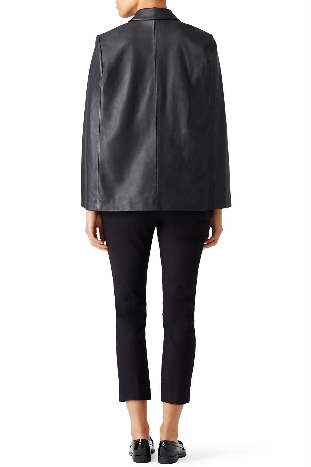 Black Leather Cape Blazer by Badgley Mischka 1