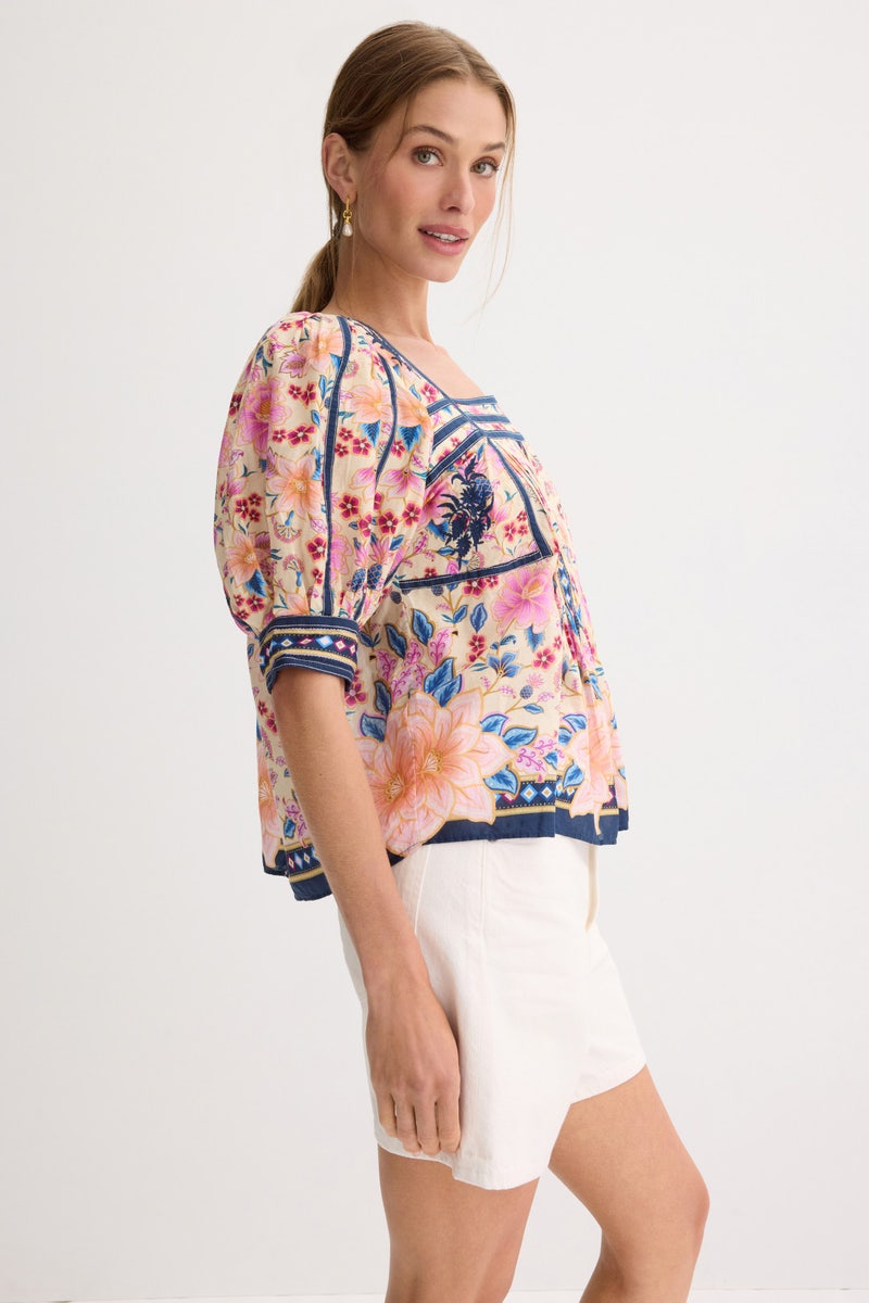 Superbloom Tapestry Puff Sleeve Blouse by FARM Rio - Photo 1