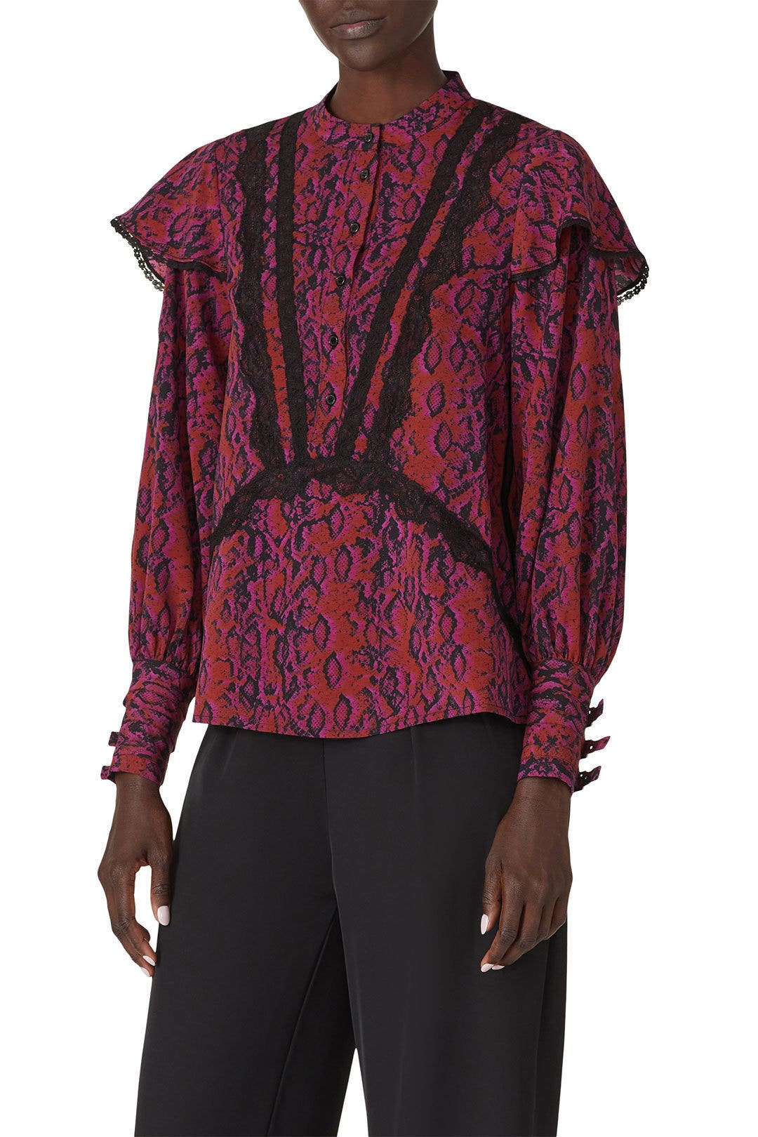 Lace Trim Python Top by Koché x RTR 1