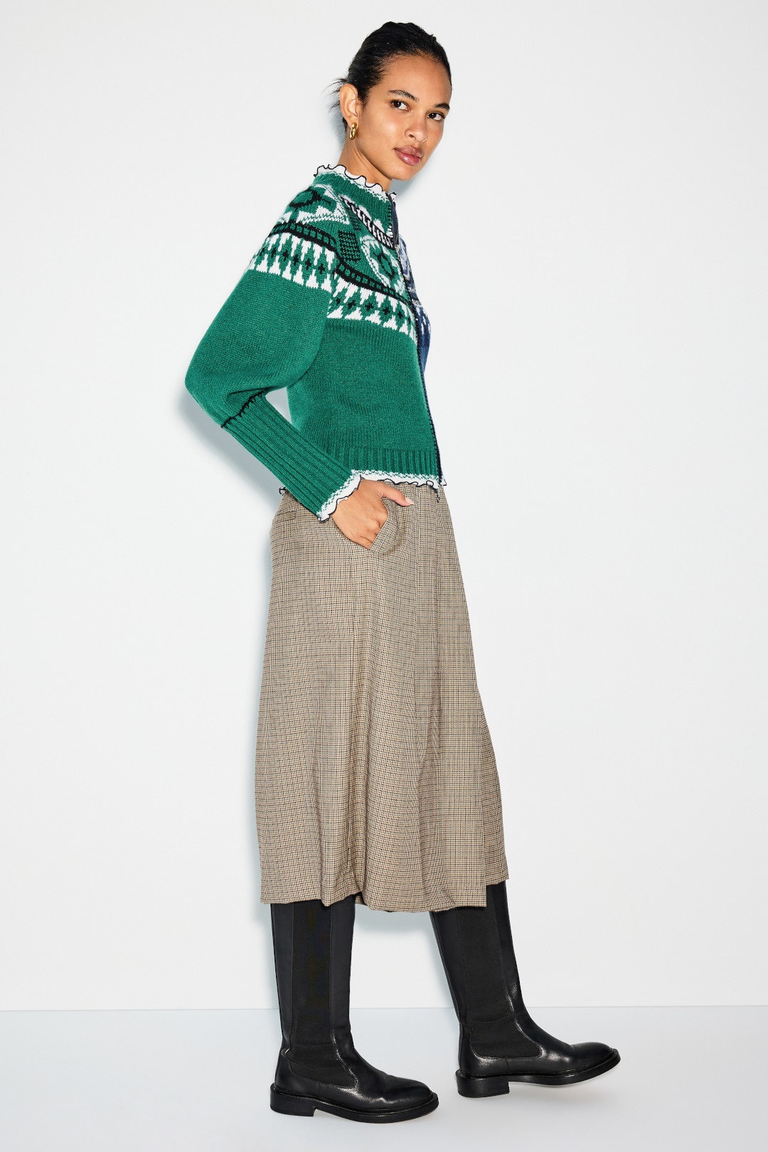 Linea Fairisle Zip Front Cardigan