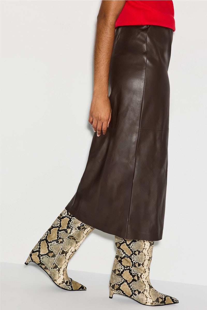 Kaia Faux Leather Midi Skirt by Fifteen Twenty - Photo 1