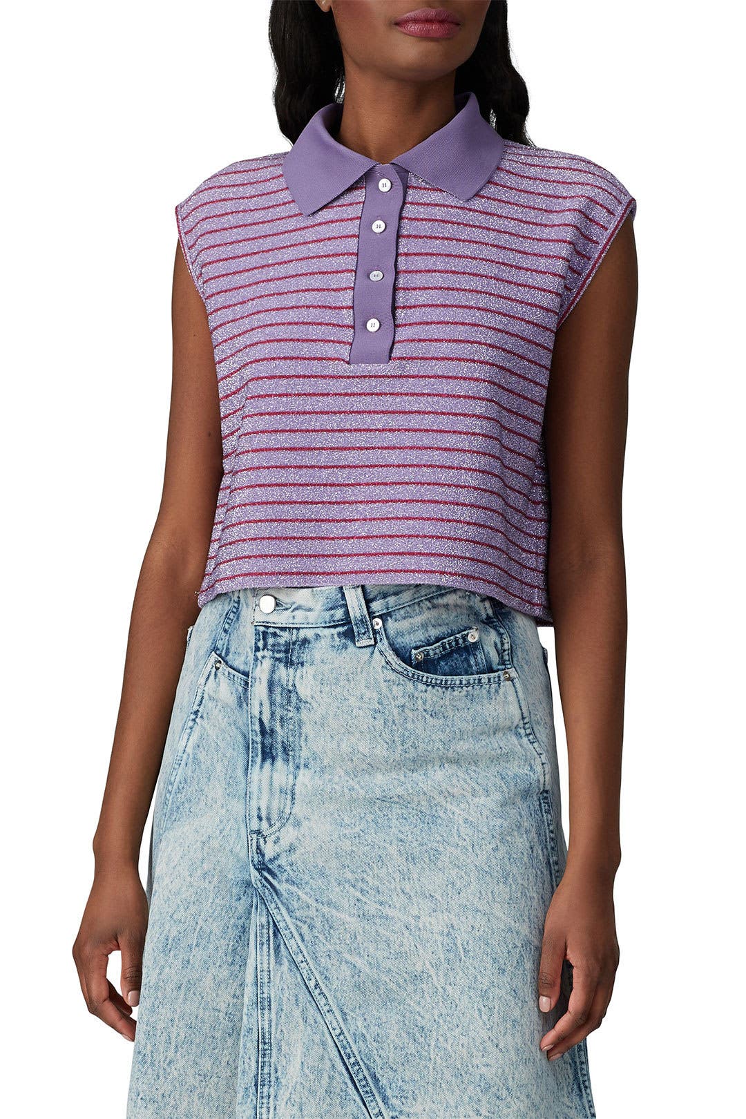 Lilac Print Crop Top by MM6 Maison Margiela | Rent the Runway