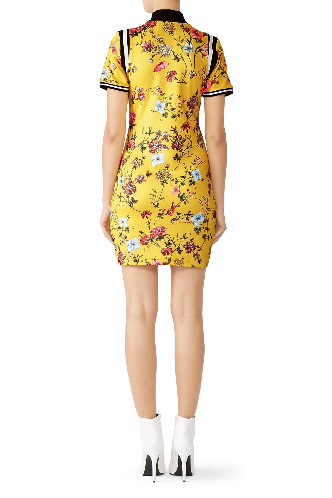 Yellow Floral Short Sleeve Sheath by Pam & Gela 1
