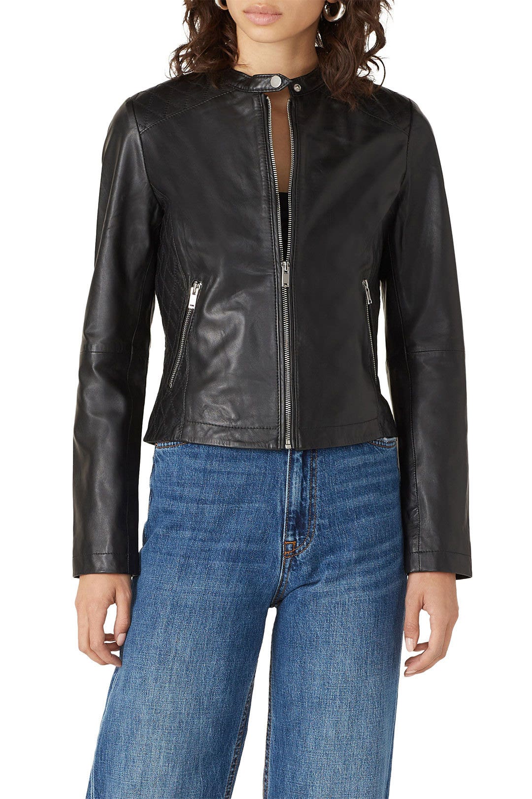 Quilted Panel Leather Jacket by Slate & Willow 1