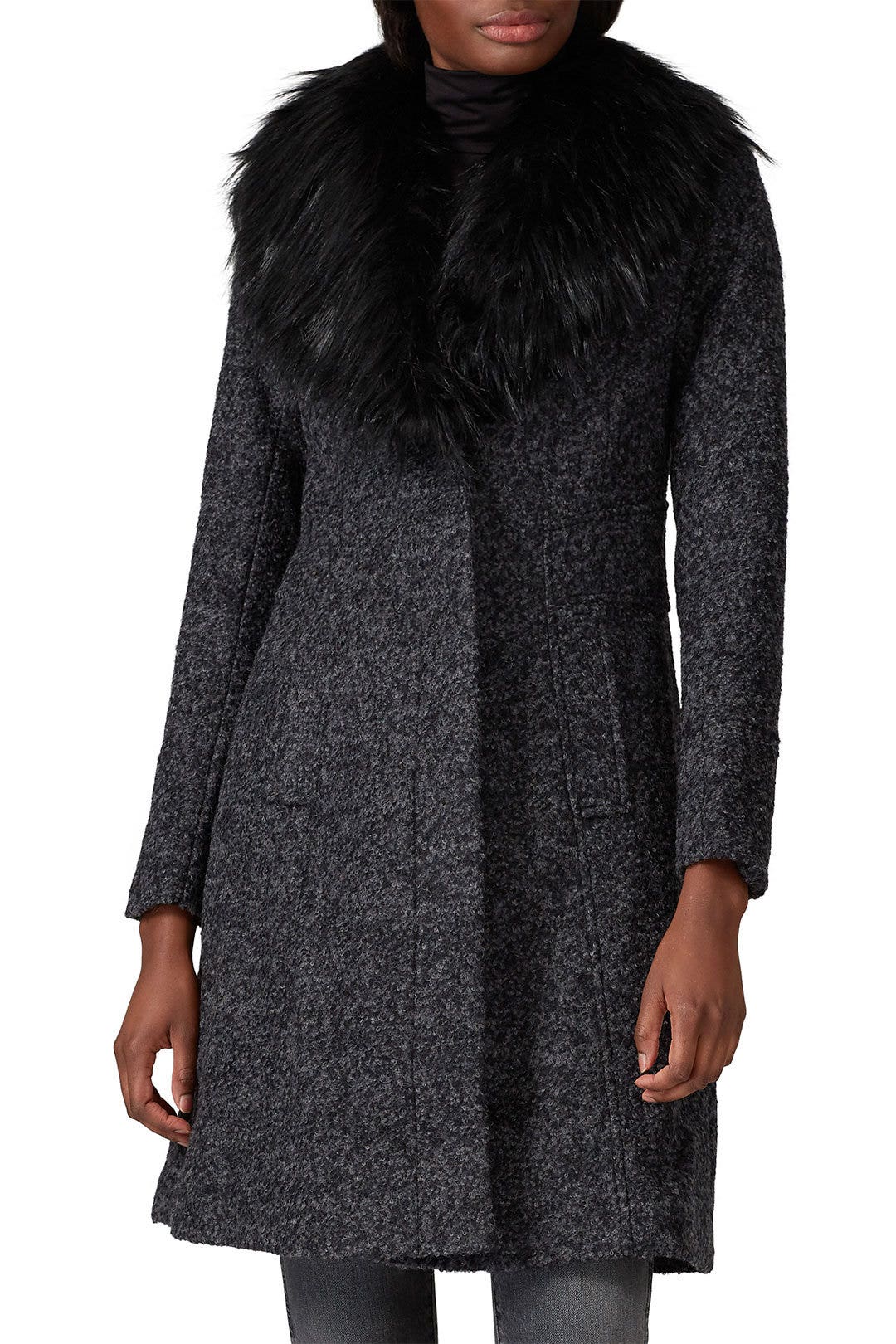 Charcoal Flat Boucle Coat by NVLT 2
