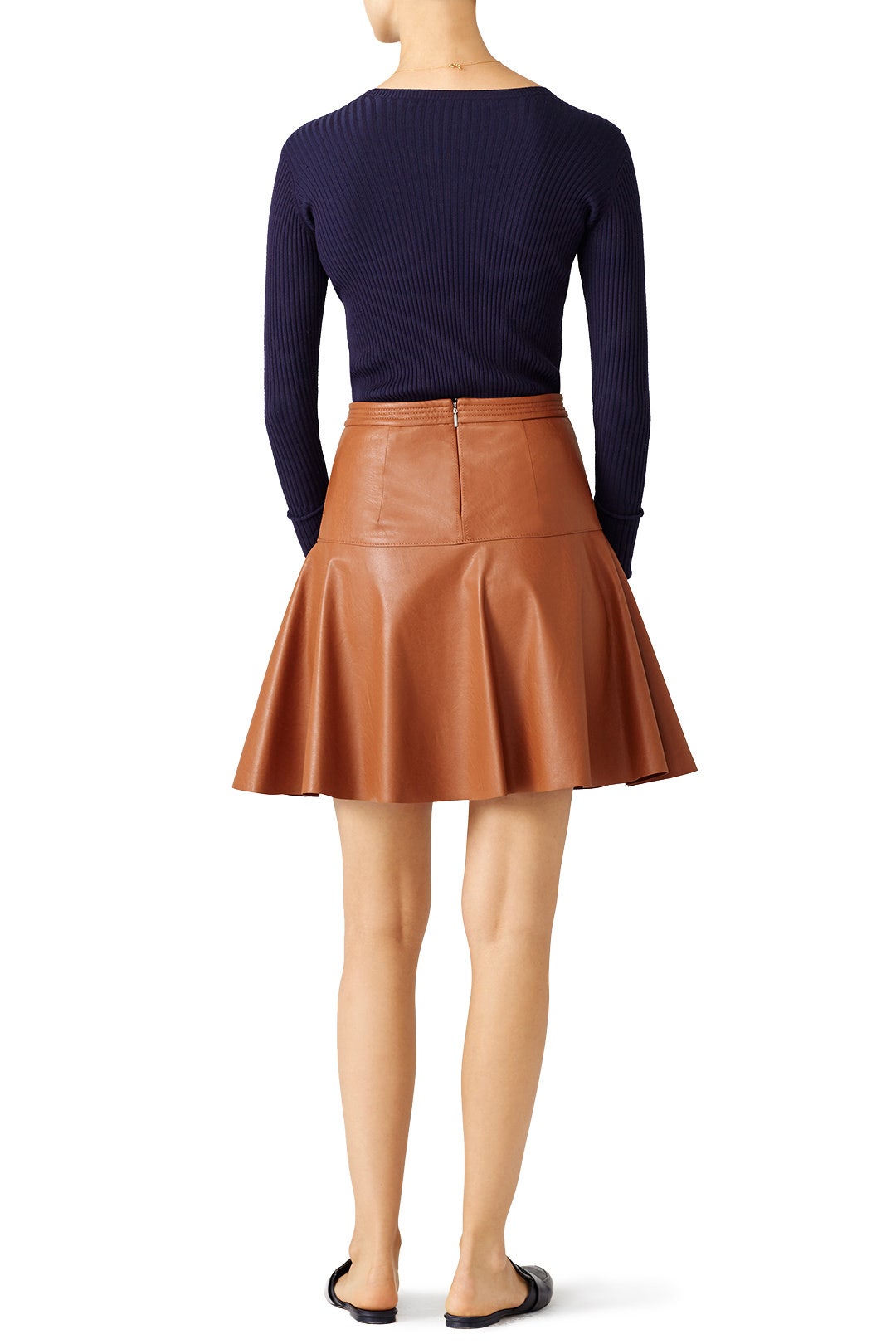 Cognac Vegan Leather Skirt by Rebecca Taylor NYC 1