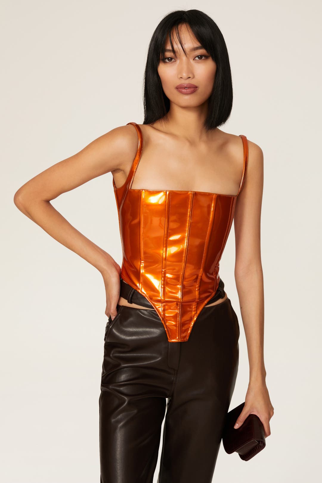 Bustier Faux Leather Top by LaQuan Smith | Rent the Runway