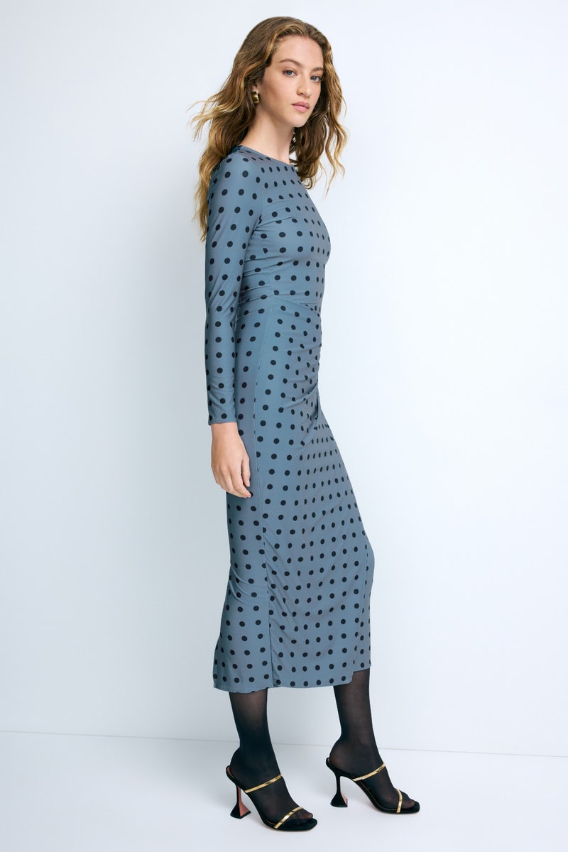 Polka Dot Draped Pencil Dress by ARIAS NEW YORK - Photo 1