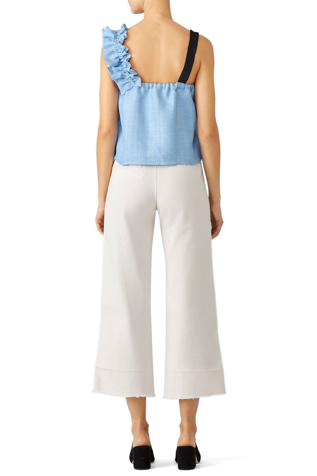 Blue Tao Cropped Ruffle Top by Slate & Willow 2
