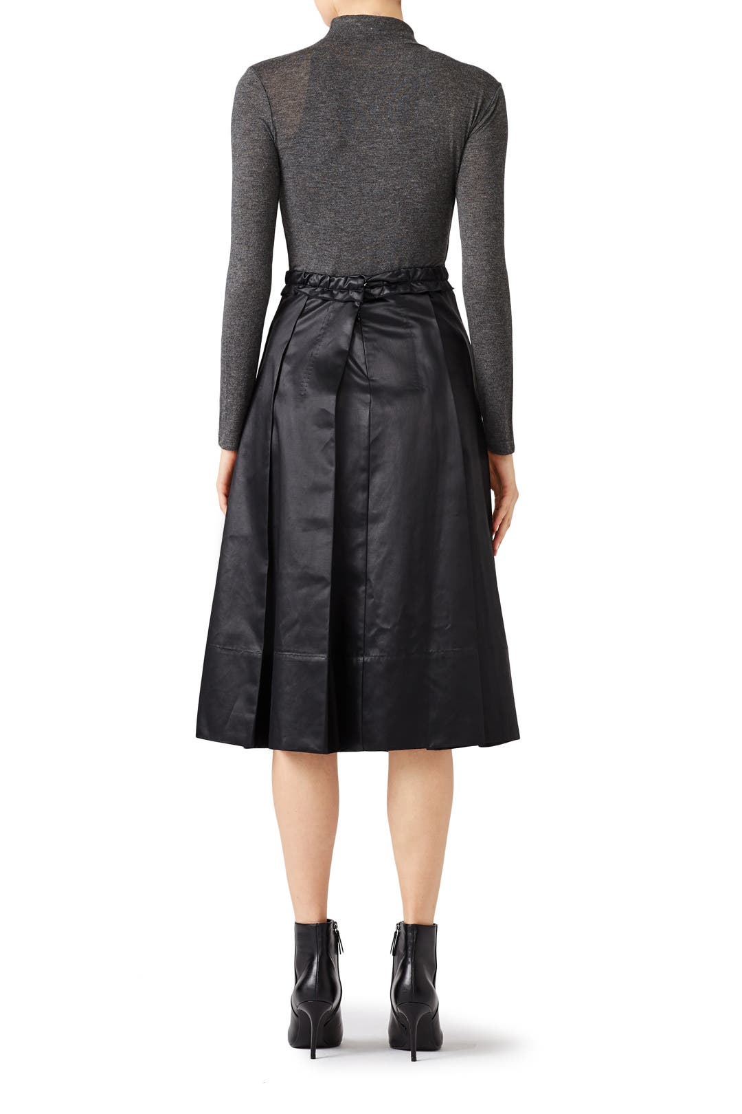 Black Pleated Midi Skirt by Carven | Rent the Runway