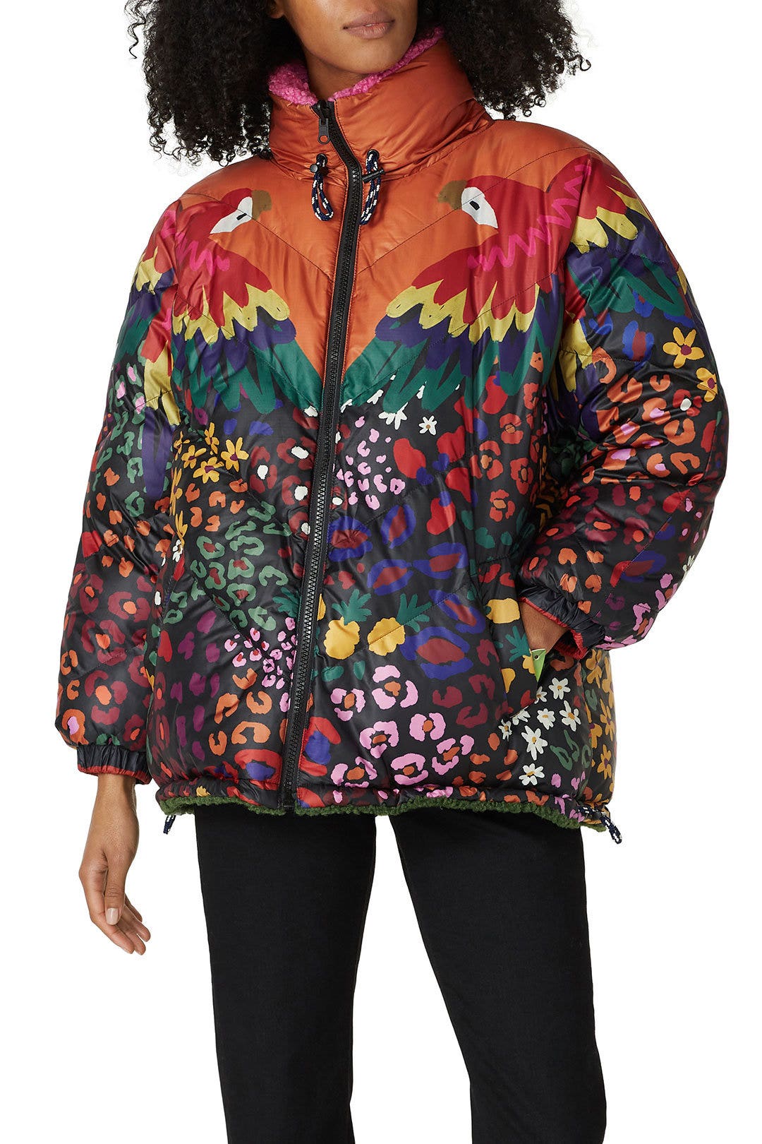 Printed Macaw Mixed Media Puffer by FARM Rio 1