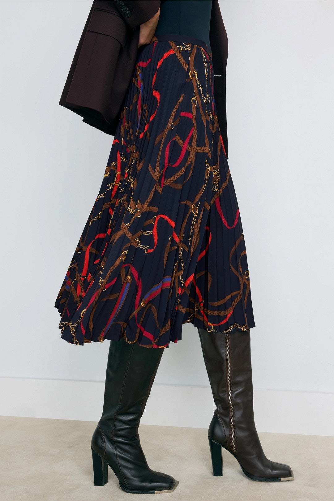 Pleated Equestrian Print Midi Skirt by Lauren Ralph Lauren 1