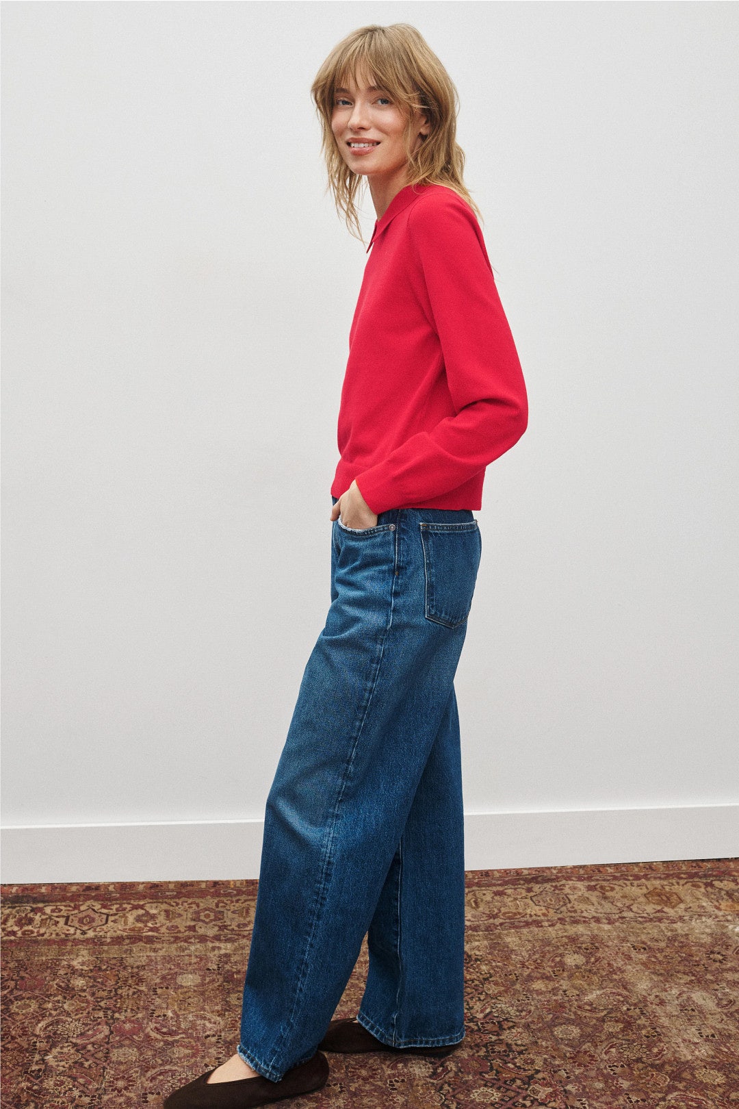 Phoebe Peachskin Polo Sweater by Splendid 1