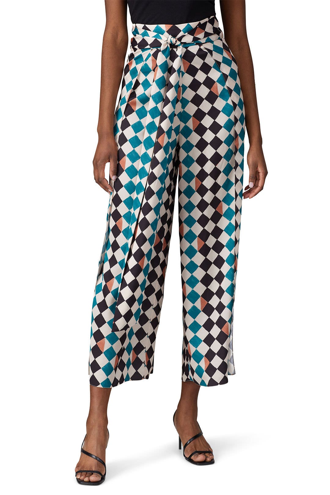 Check Print Tie Waist Pants by PatBO 1