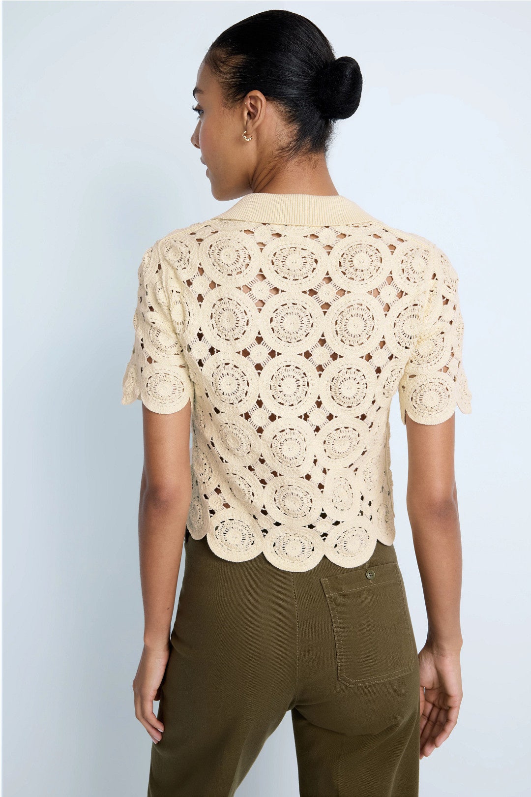 Crochet Short Sleeve Button Up by CeCe 2