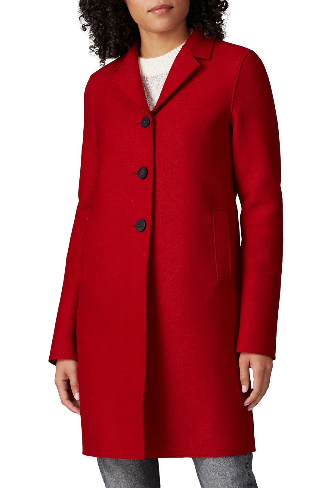 Red Boxy Wool Coat by Harris Wharf London 1