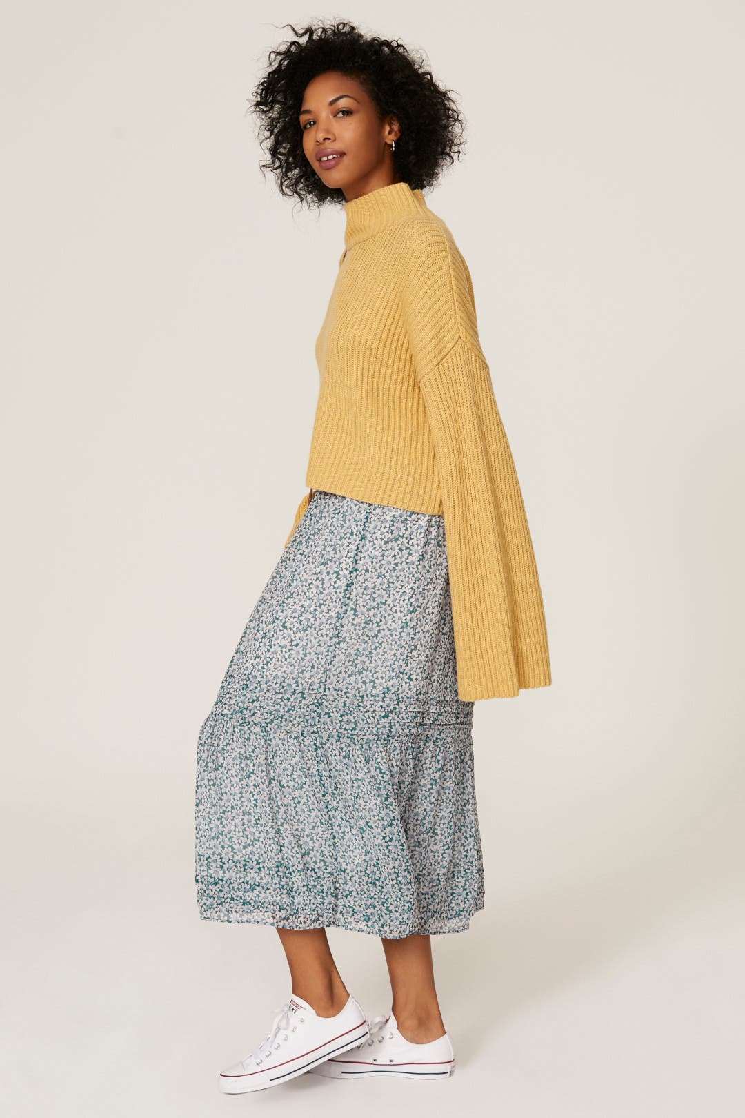 Floral Pintuck Midi Skirt by Madewell | Rent the Runway