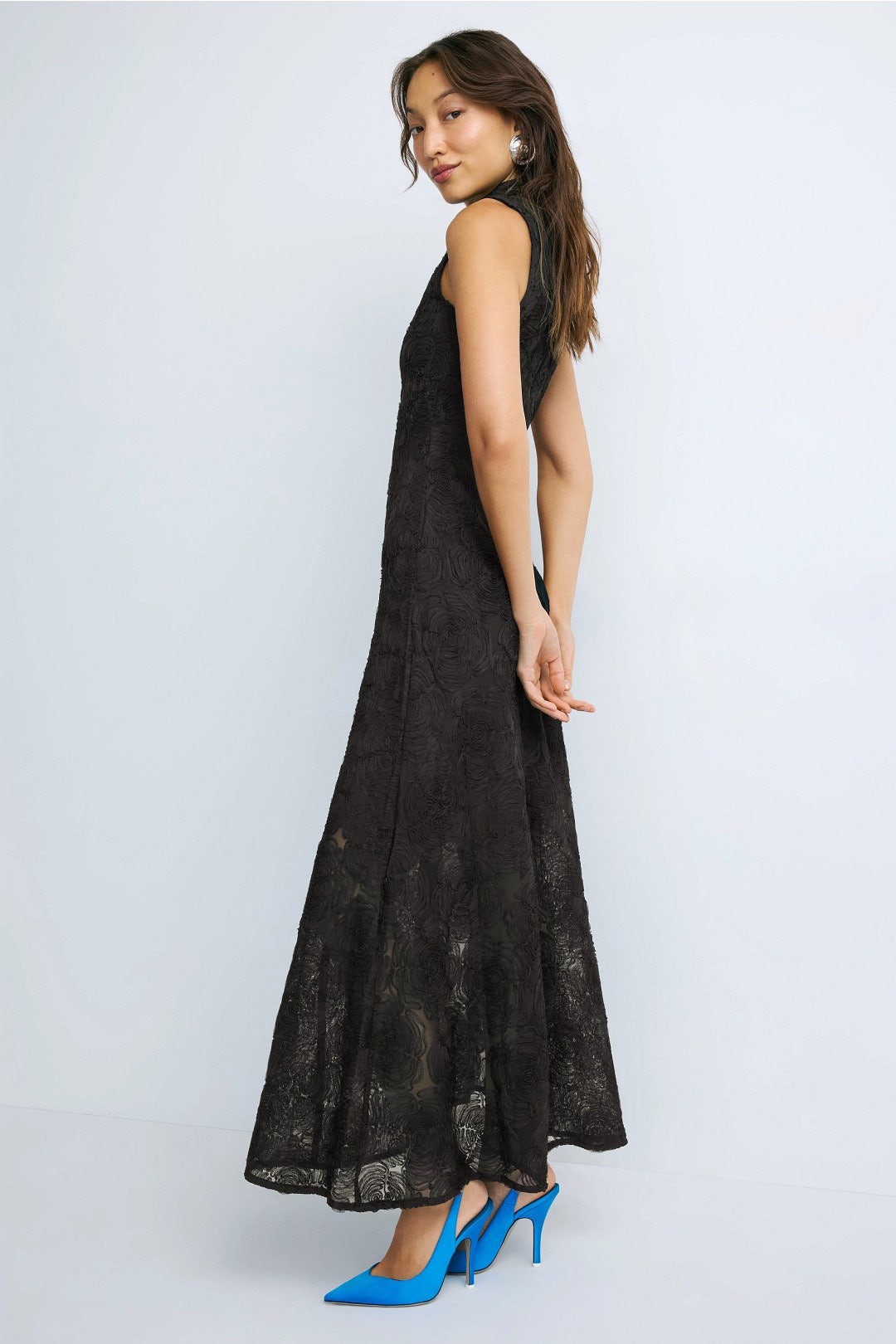 Black Flower Mesh Maxi Dress by ROTATE Birger Christensen 1