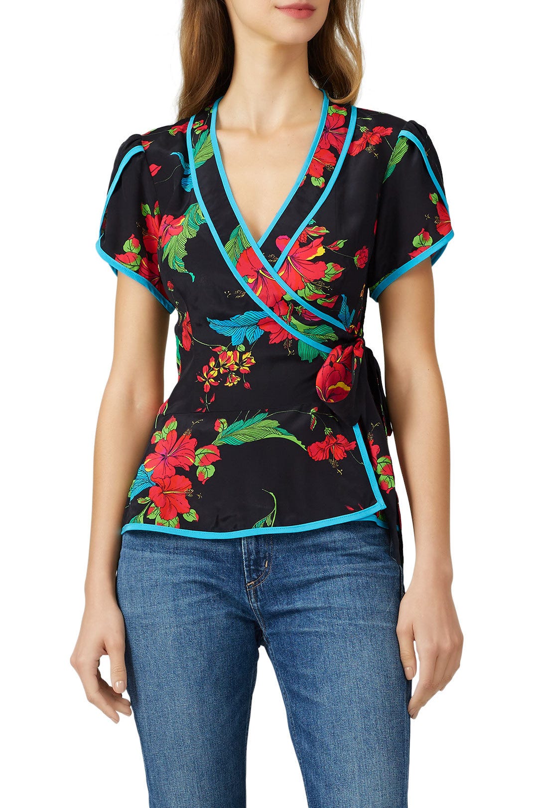 Black Floral Wrap Top by Nanette Lepore 1