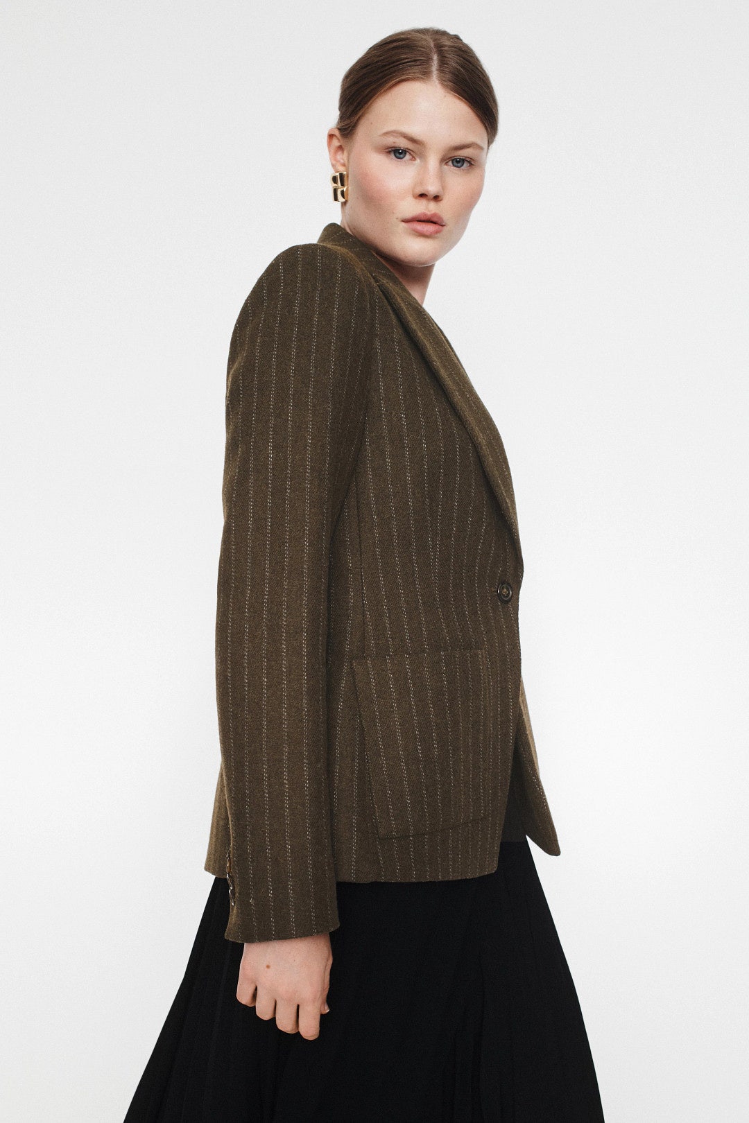 Patch Pocket Pinstripe Blazer by Argent 1