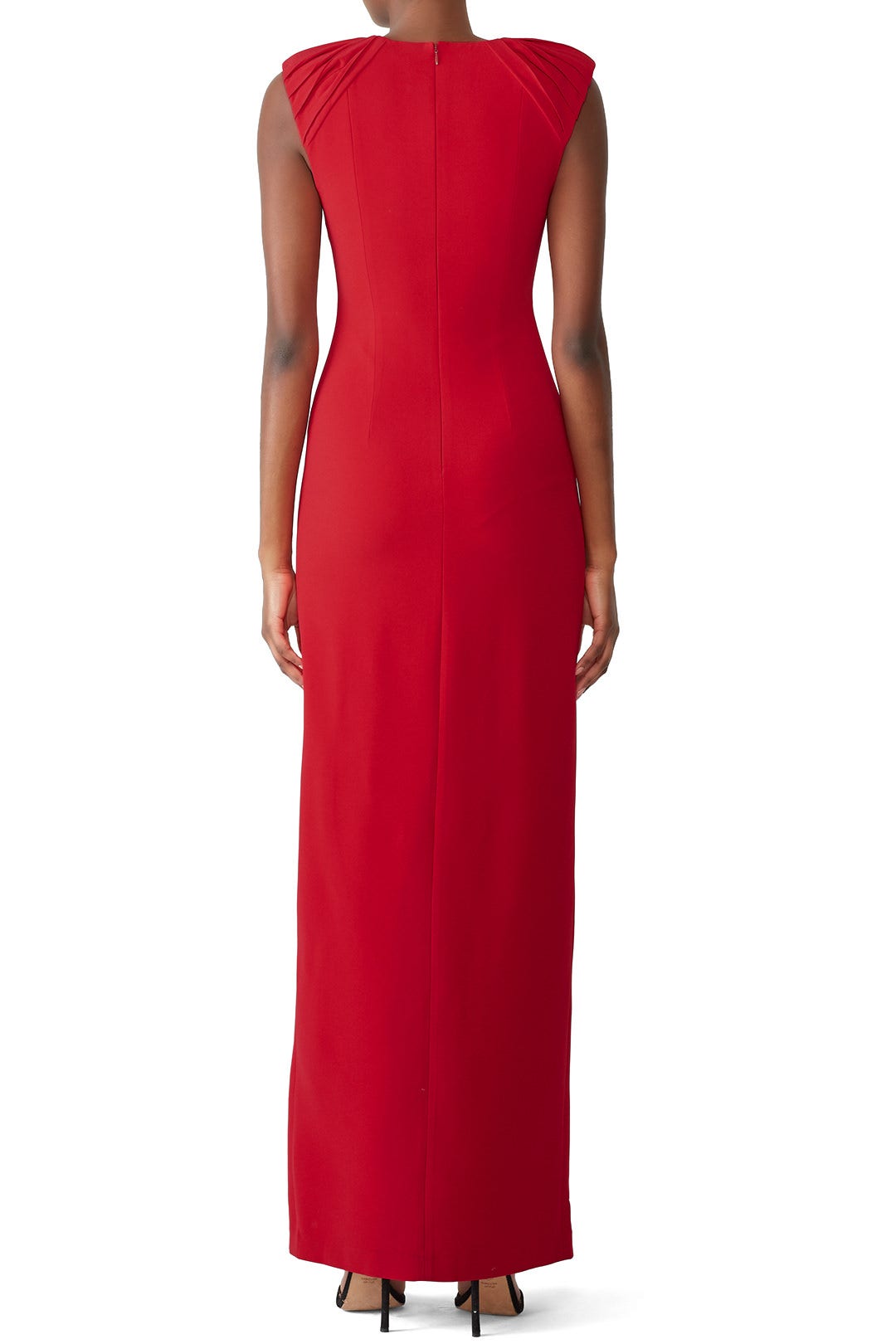 Red Front Slit Gown by HALSTON 1