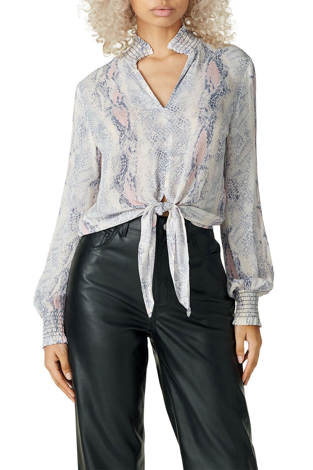 Snake Print Front Tie Top by Fifteen Twenty 1