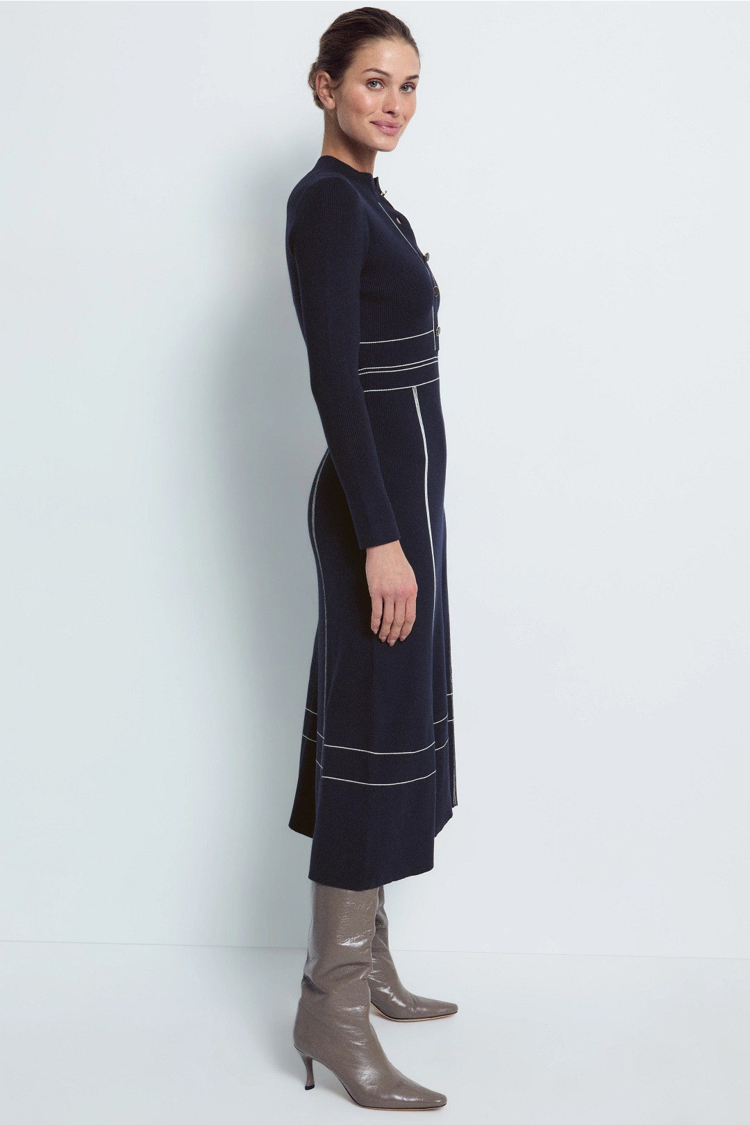 Charlie Knit Midi Dress With Stitching by Reiss 1