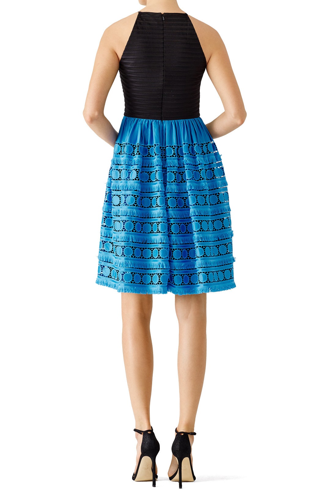 Blue Colorblock Eyelet Dress by Badgley Mischka 1