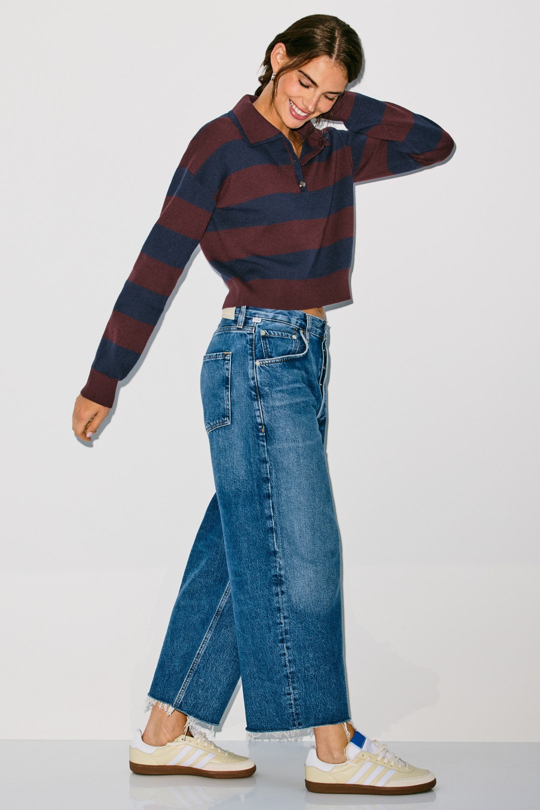 Lennon Double Collar Rugby Stripe Pullover by 525 America 1