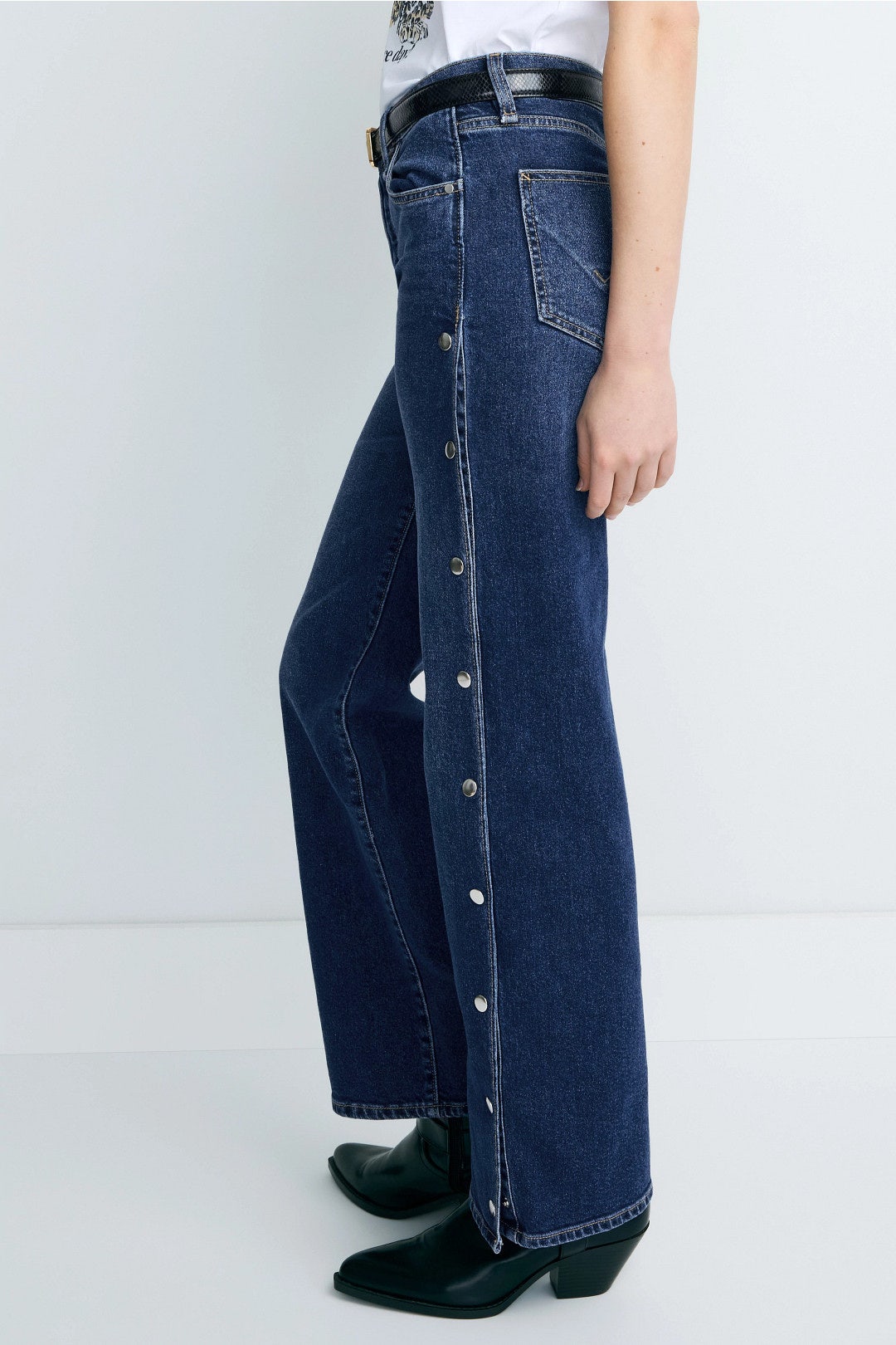 Rosie High Rise Wide Leg Jean With Snaps by Hudson 1