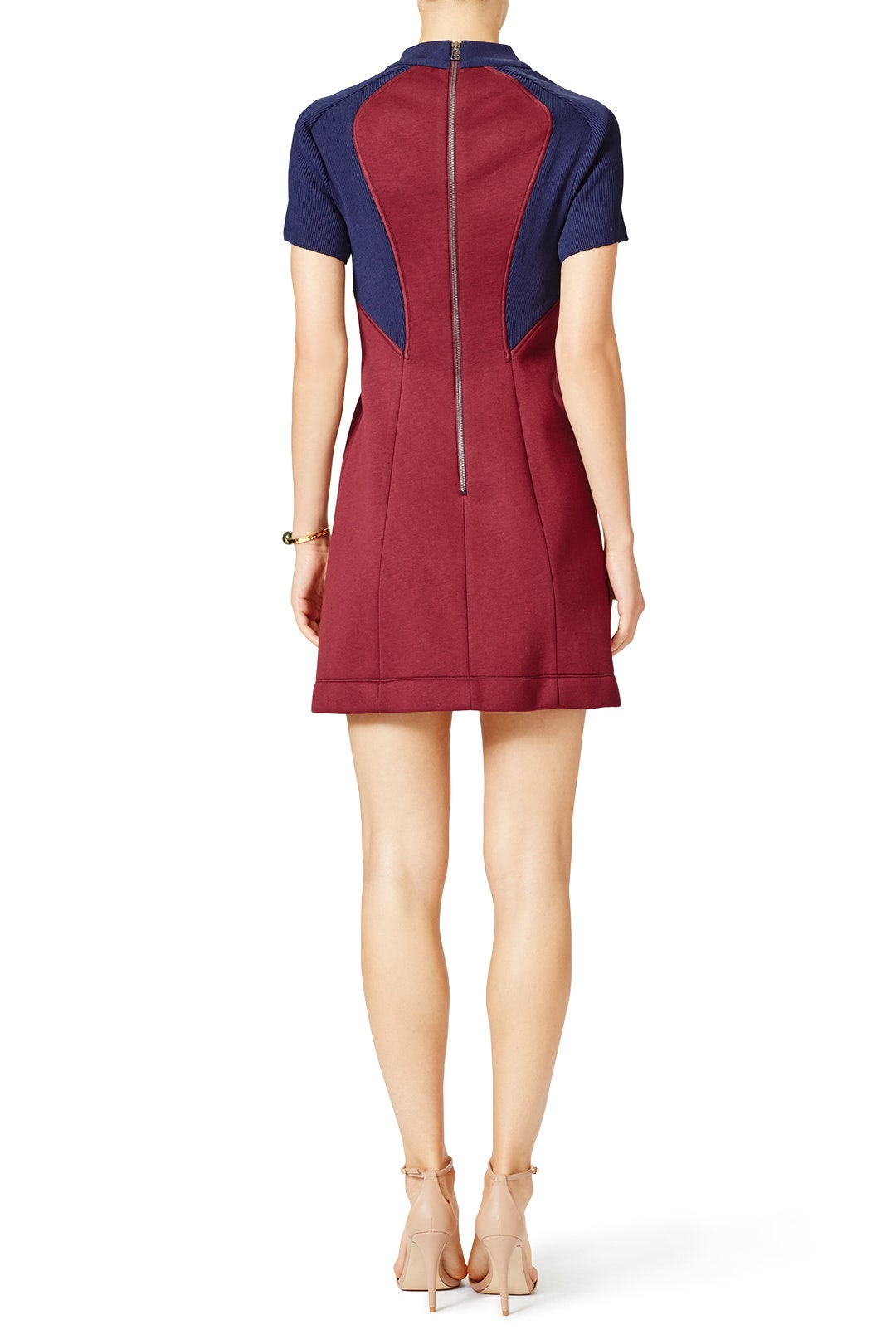 Burgundy Block Dress by Cedric Charlier 1