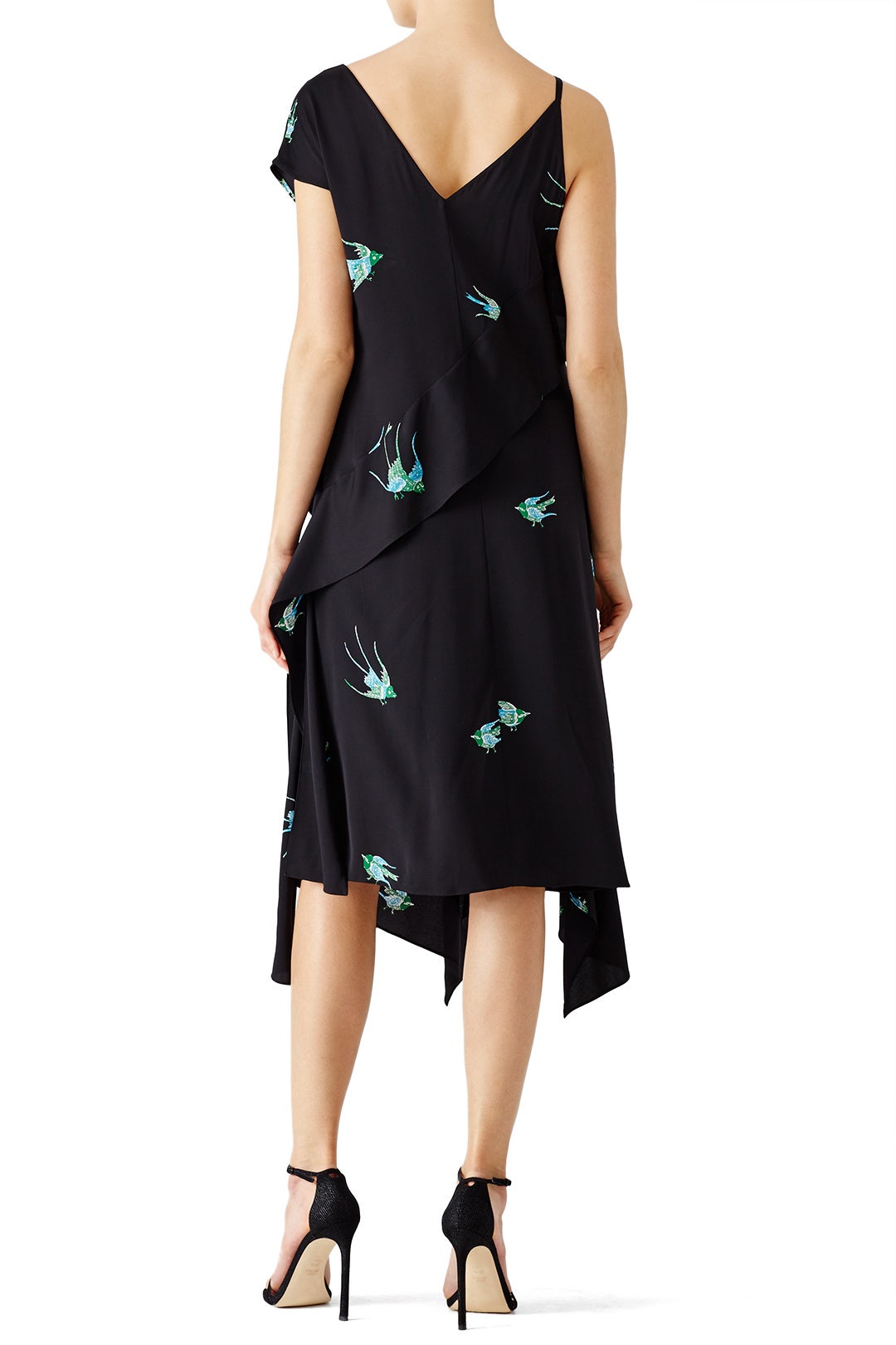 Asymmetric Ruffle Bird Print Dress by Diane von Furstenberg 1