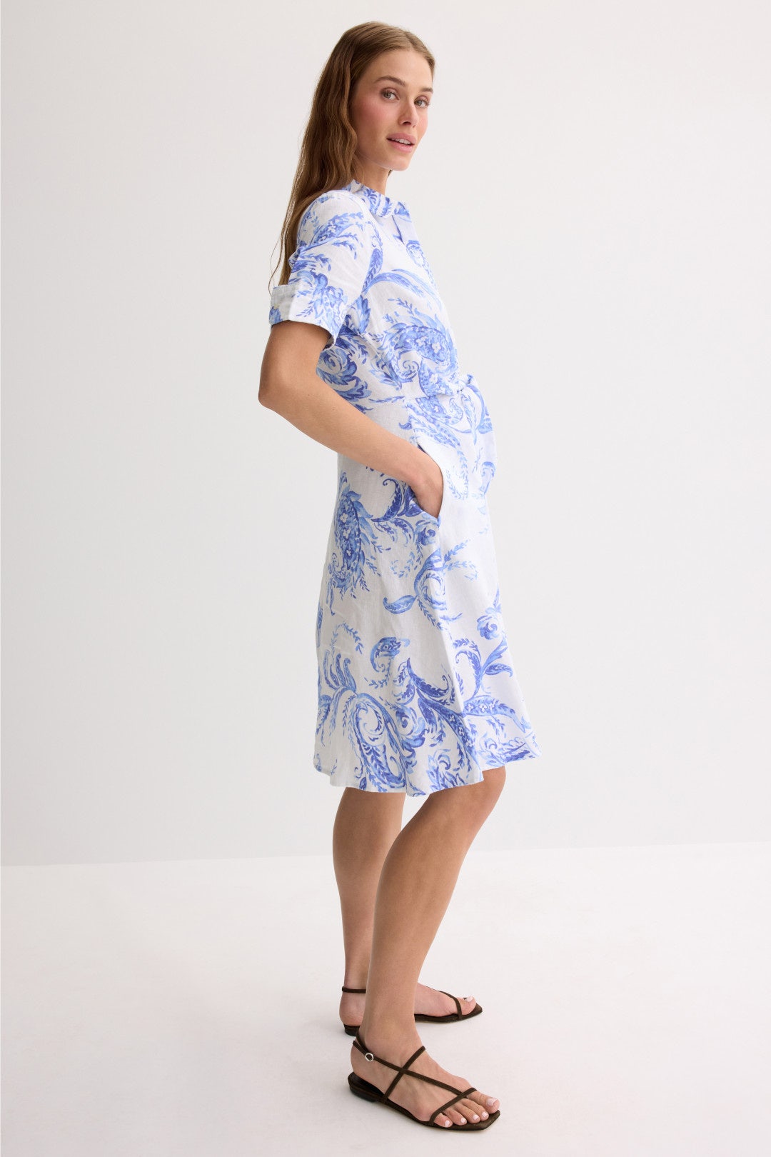 Paisley Tie Front Linen Shirtdress by Lauren Ralph Lauren 1