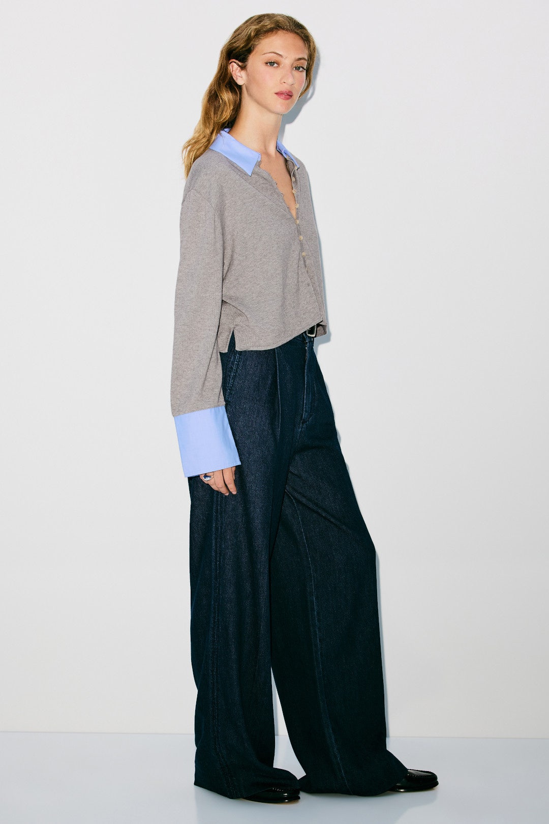 Cotton Cashmere Mixed Media Button Down Sweater by NAADAM 1