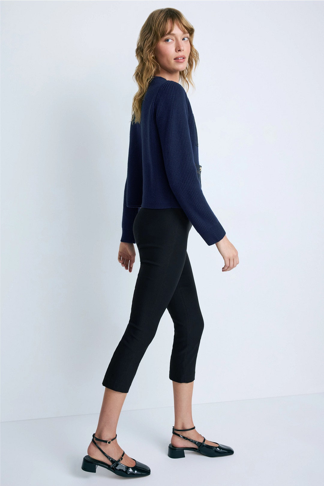 Alexandrea Denim Patch Pocket Cardigan by Sandro 1