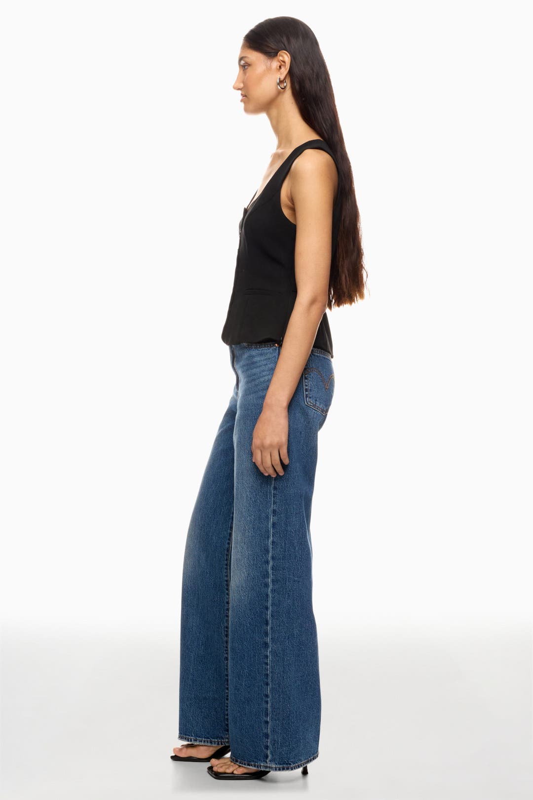 Dark Rinse Ribcage Wide Leg Jeans by Levi's | Rent the Runway