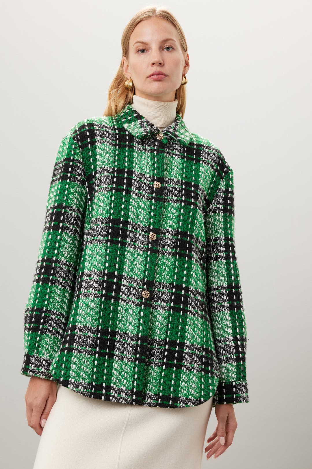 Plaid Tweed Shacket by English Factory | Rent the Runway