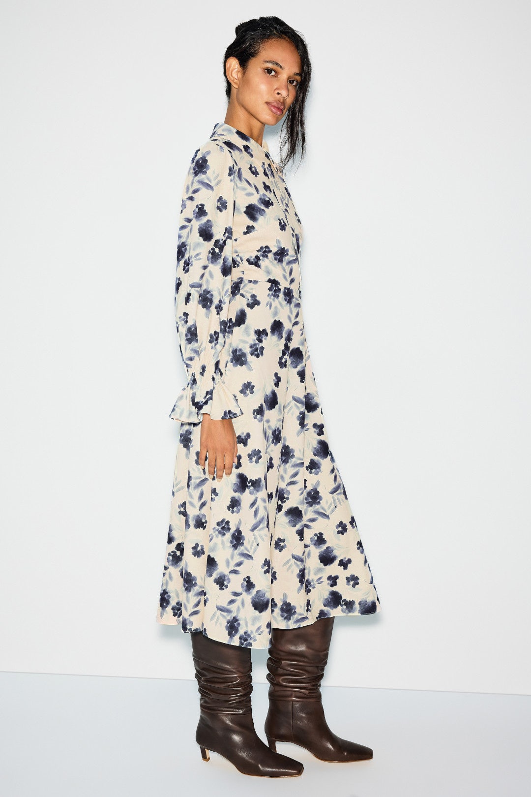 Floral Water Color Midi Dress