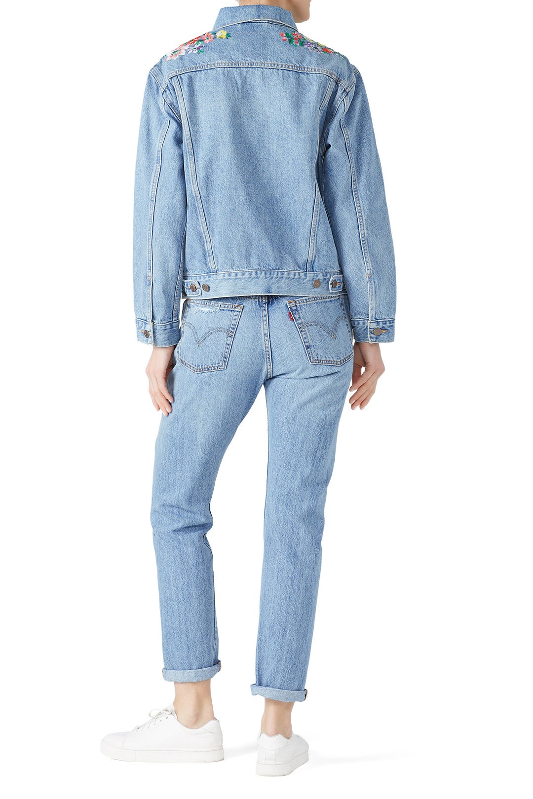 Floral Embroidered Ex BF Denim Trucker Jacket by Levi's 1