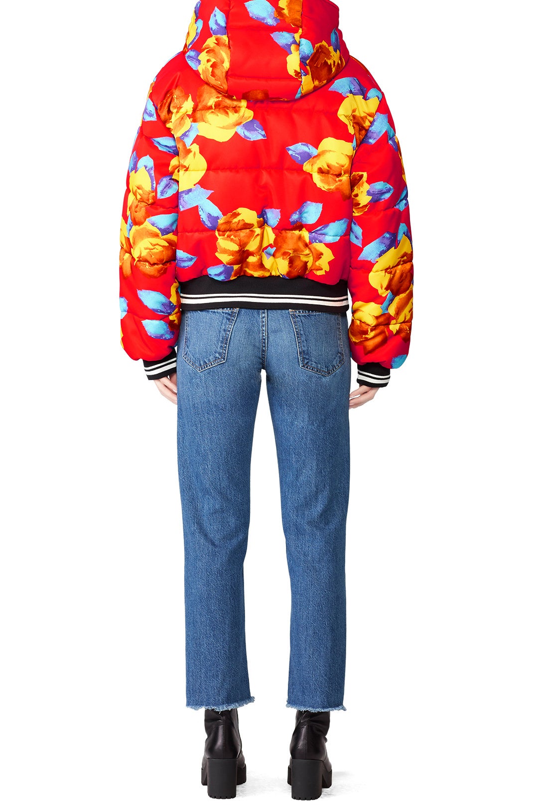 Cropped Floral Puffer Jacket by MSGM 1