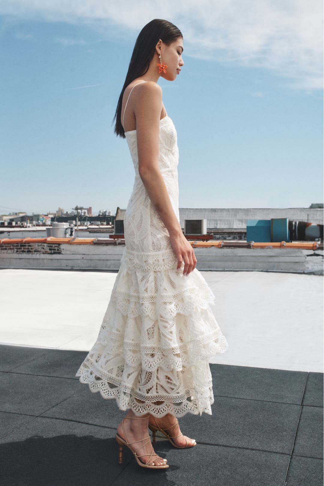 Aura Lace Flutter Midi Dress by PatBO | Rent the Runway