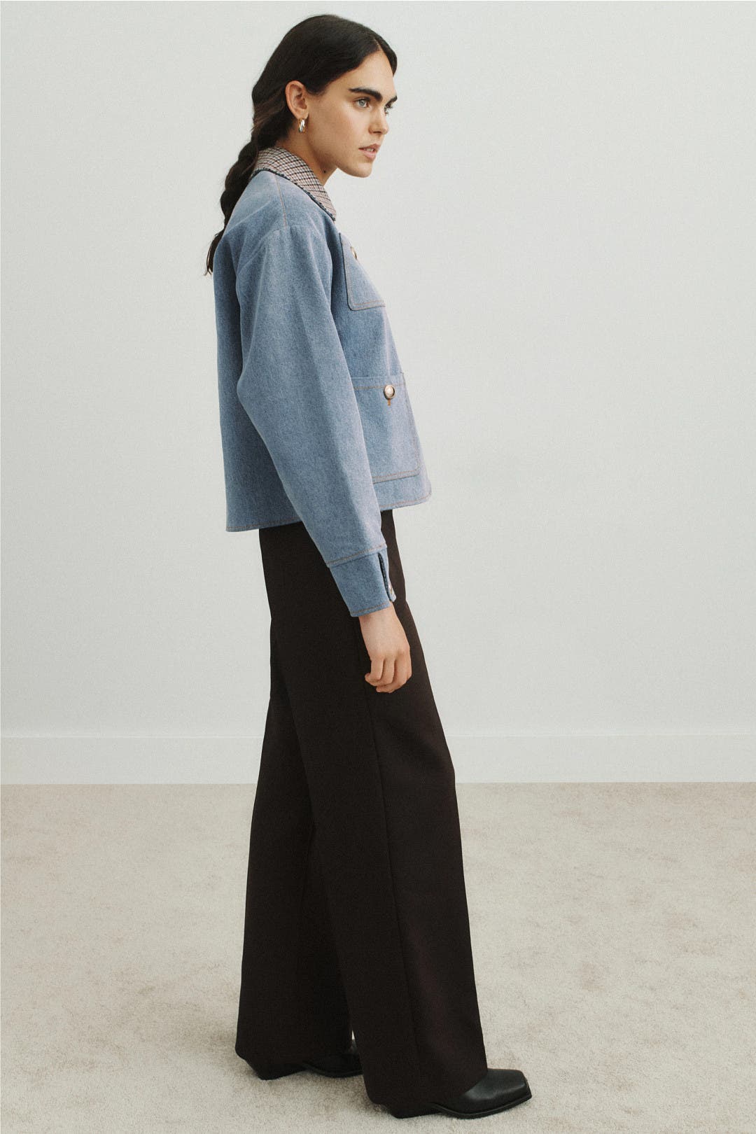 Light Blue Denim Jacket With Contrast Collar by Sandro | Rent the