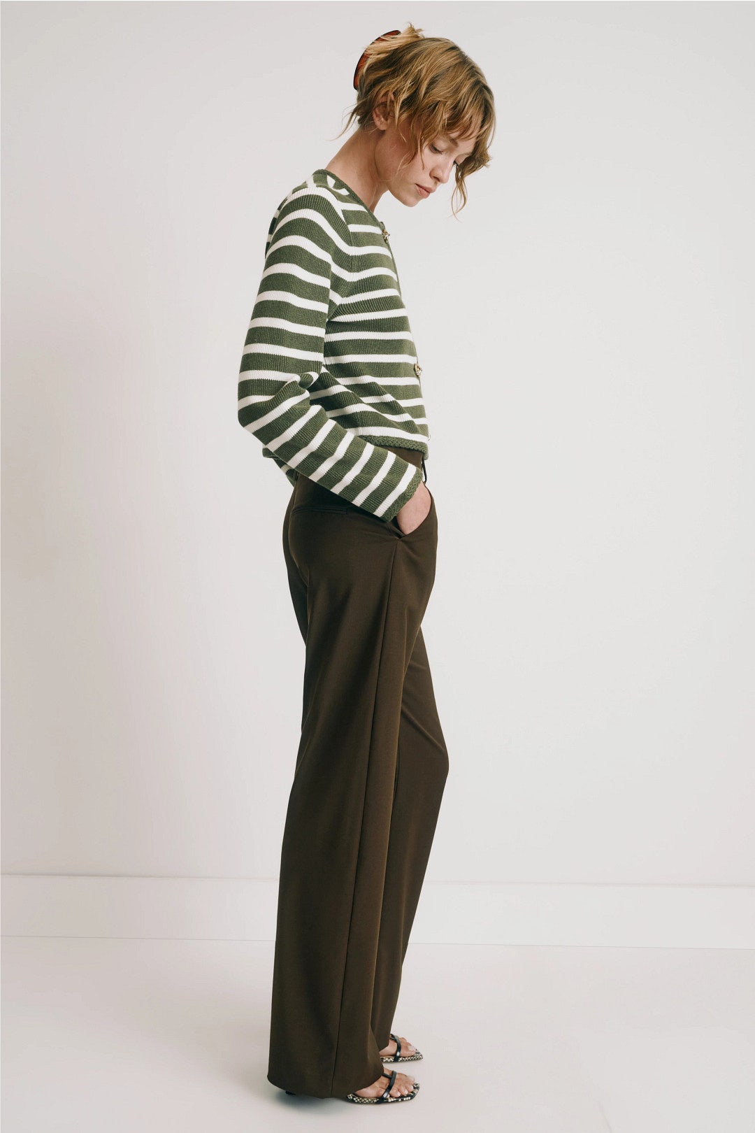 Olive Striped Cardigan by Derek Lam 10 Crosby x RTR 1