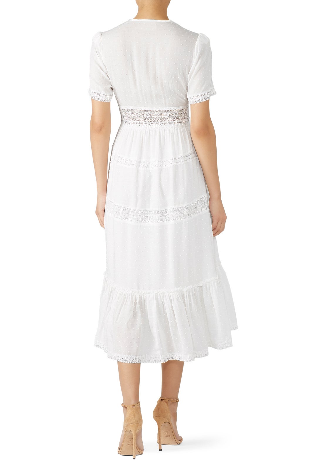 White Lace Deep V-Neck Dress by The Kooples 1