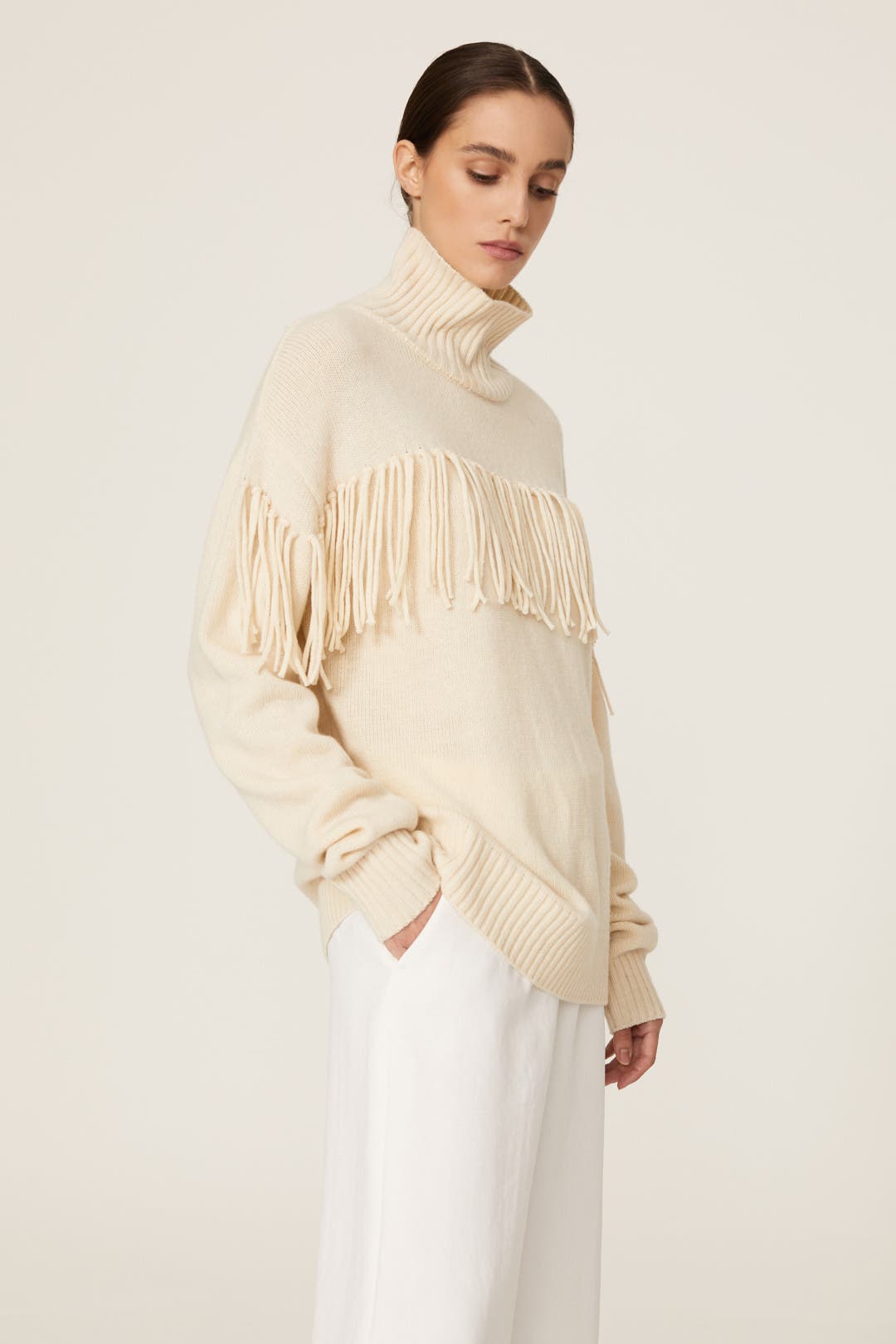 Knotted Fringe Turtleneck Sweater by Jason Wu | Rent the Runway