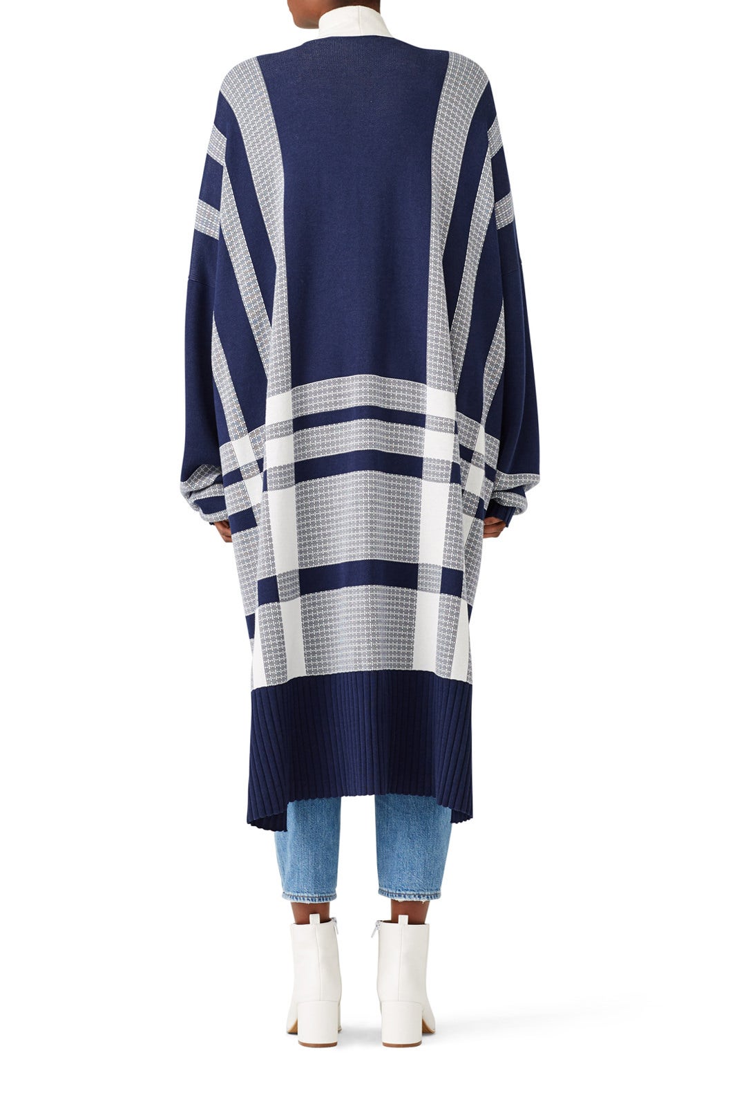 Navy White Cardi Coat by Mother of Pearl 2